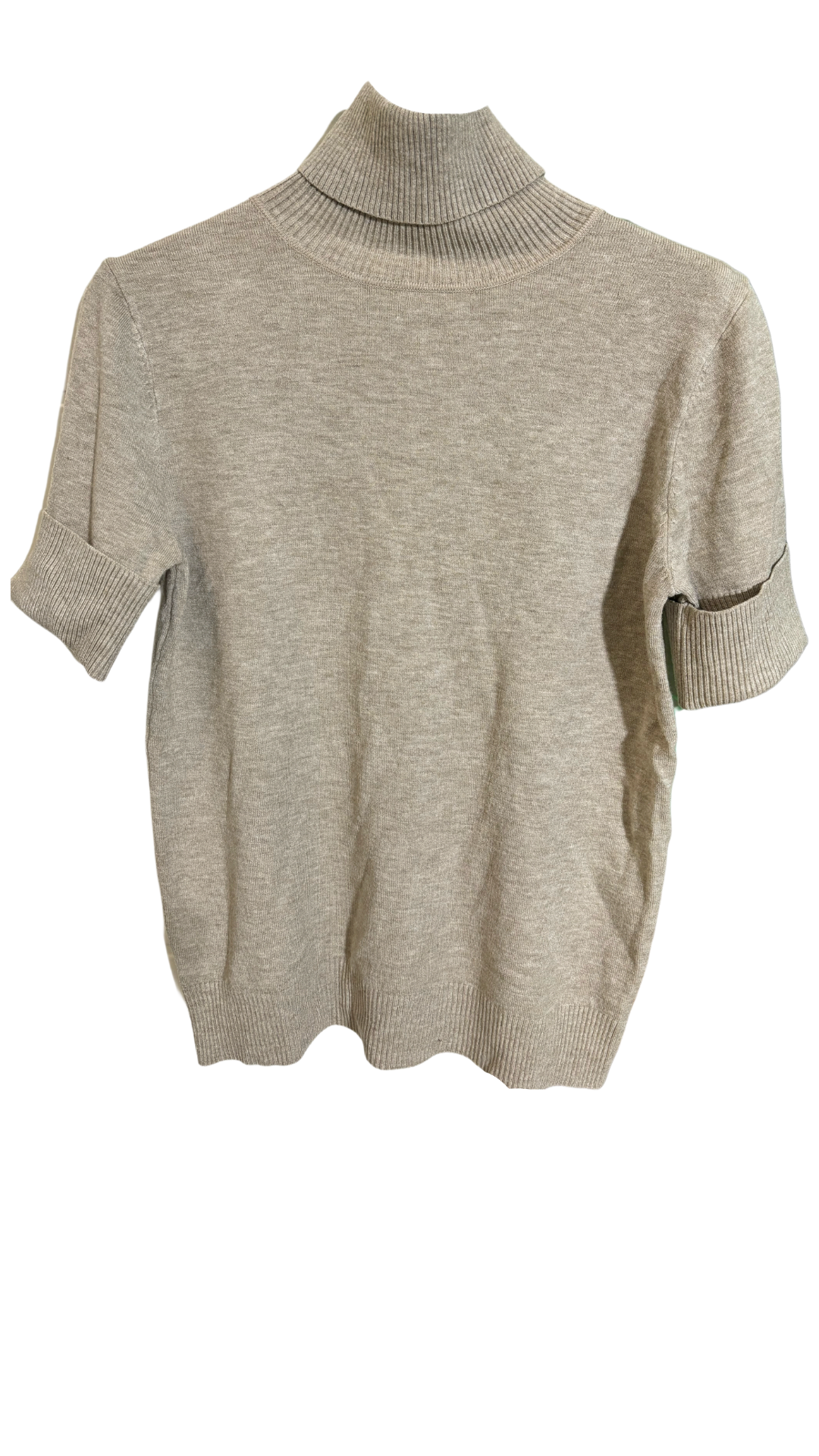 Beige Whisper  short-sleeve turtleneck sweater